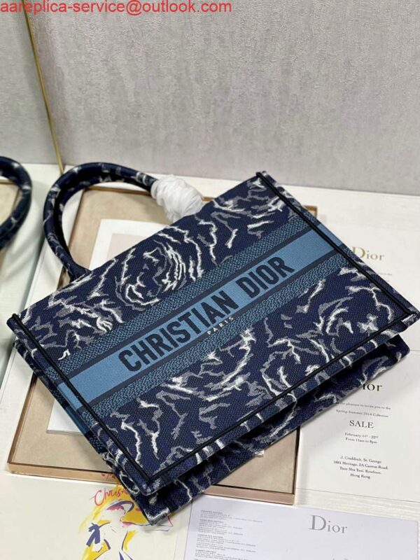 Replica Dior M1296 Medium Book Tote Blue Roses embroidery 7