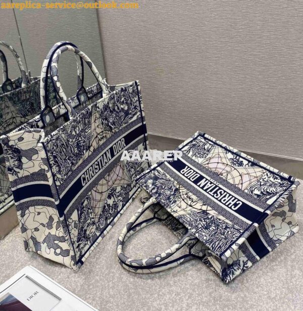 Replica Dior Book Tote bag Embroidered Canvas with Blue Around The Wor 14