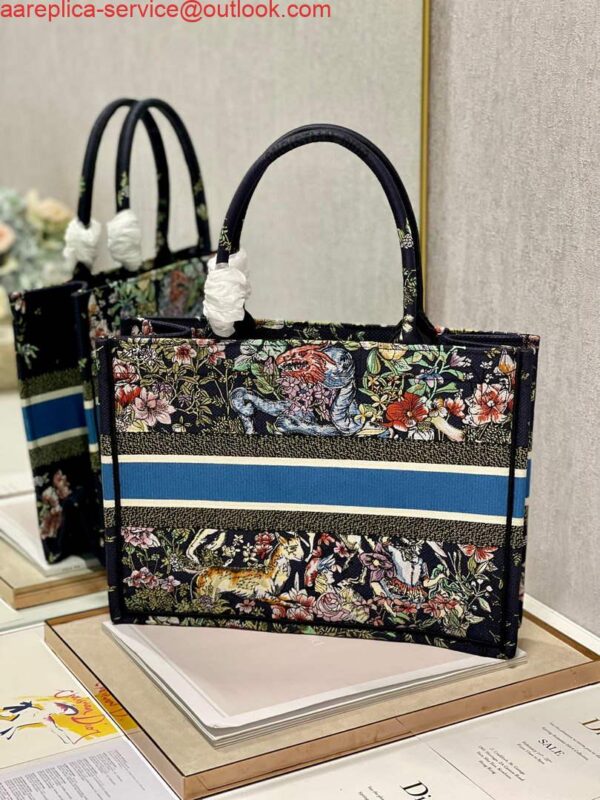 Replica Dior M1296 Medium Book Tote D-Constellation embroidery in shades of blue 8