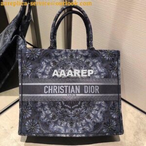 Replica Dior Book Tote bag Embroidered Canvas with Blue KaléiDiorscopi