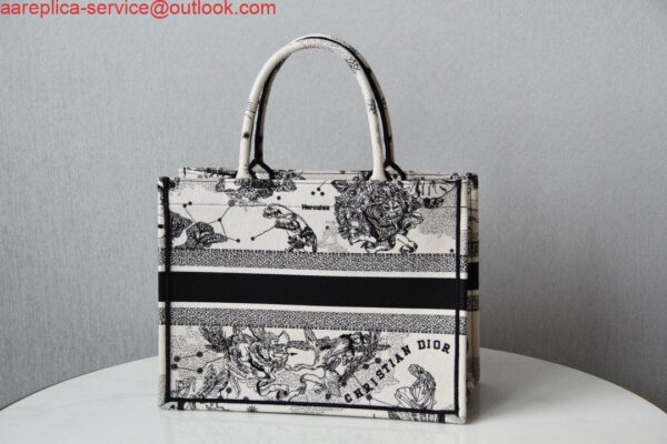 Replica Dior M1296 Medium Book Tote Toile de Jouy Zodiac latte embroidery 4