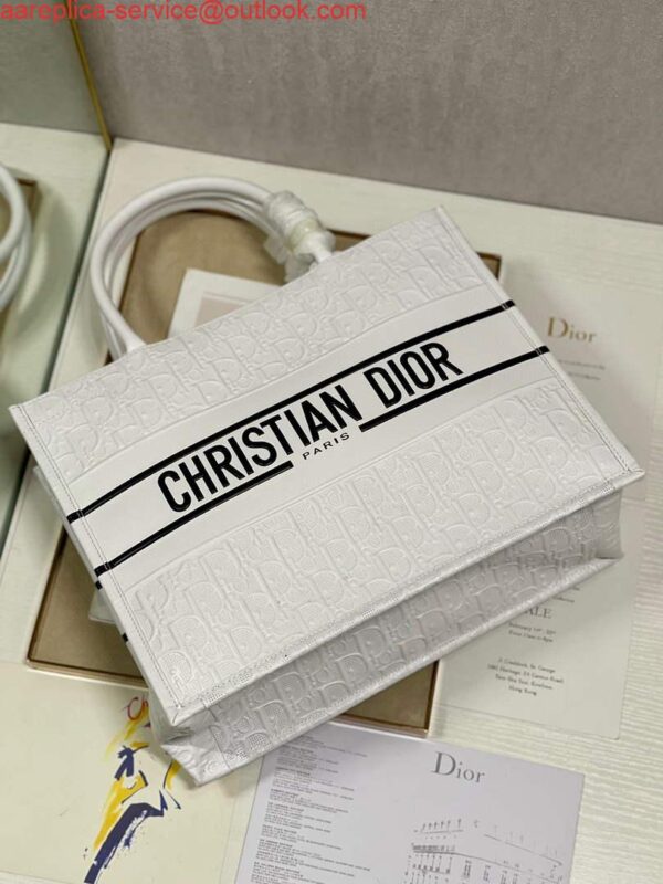 Replica Dior M1296 Medium Book Tote White Perforated and Embossed Oblique Calfskin 6