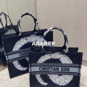 Replica Dior Book Tote bag Embroidered Canvas with Blue Multicolour Ti 2