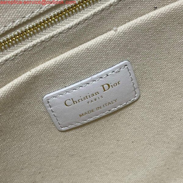 Replica Dior M1296 Medium Book Tote White Perforated and Embossed Oblique Calfskin 10