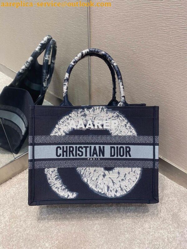 Replica Dior Book Tote bag Embroidered Canvas with Blue Multicolour Ti 14