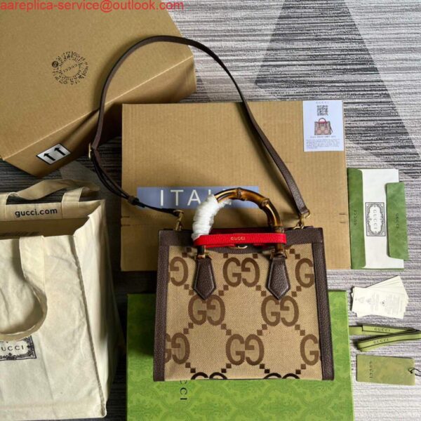 Replica Gucci 660195 Gucci Diana jumbo GG Small Tote Bag Brown 3