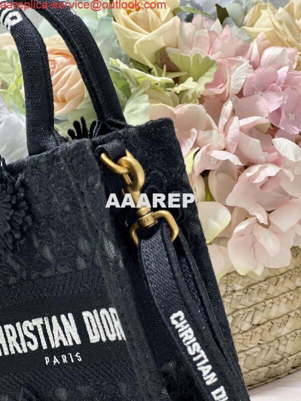 Replica Dior S5555 Mini Dior Book Tote Phone Bag Black lace flowers S1108 3