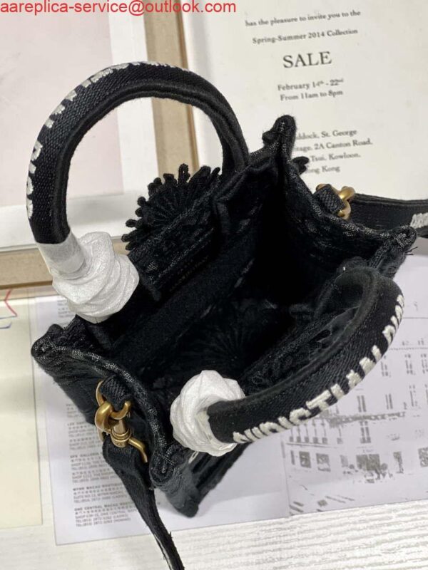 Replica Dior S5555 Mini Dior Book Tote Phone Bag Black lace flowers S1108 7