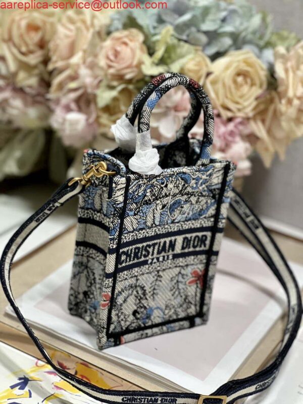 Replica Dior S5555 Mini Dior Book Tote Phone Bag Blue multicolor embroidery S1102 3