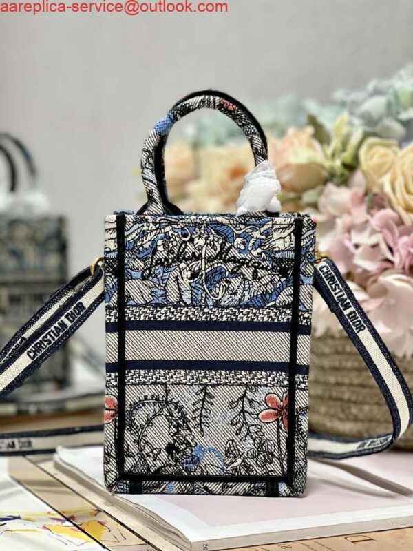 Replica Dior S5555 Mini Dior Book Tote Phone Bag Blue multicolor embroidery S1102 6