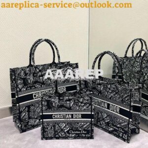 Replica Dior Book Tote bag in Black and White Plan de Paris Embroidery