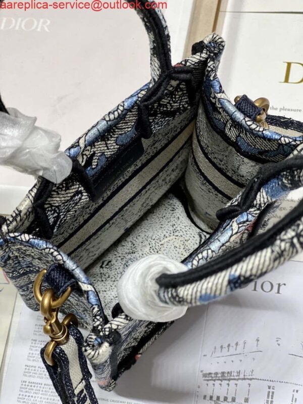 Replica Dior S5555 Mini Dior Book Tote Phone Bag Blue multicolor embroidery S1102 9