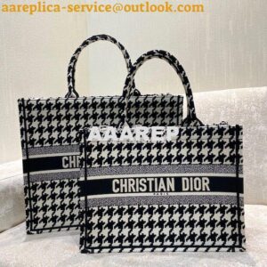 Replica Dior Book Tote bag in Black Houndstooth Embroidery