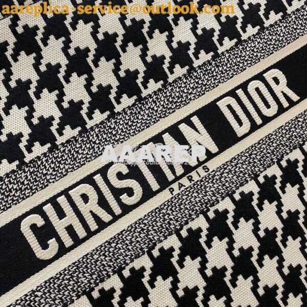 Replica Dior Book Tote bag in Black Houndstooth Embroidery 5