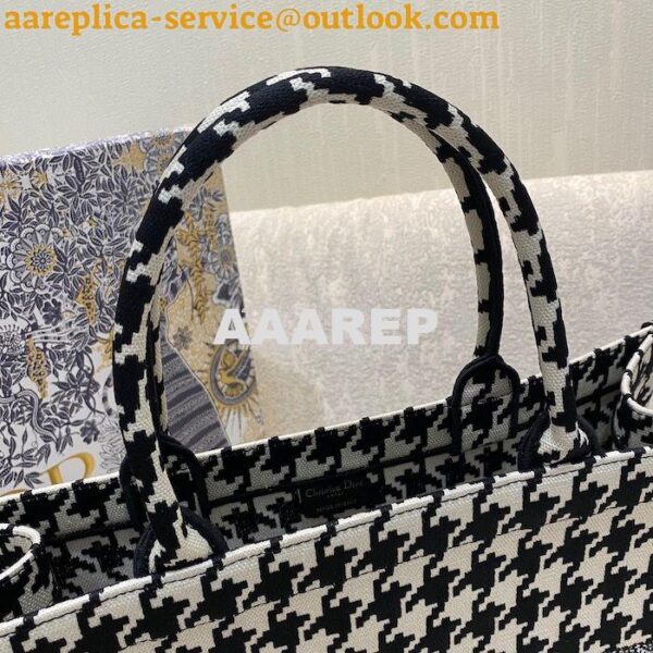 Replica Dior Book Tote bag in Black Houndstooth Embroidery 9