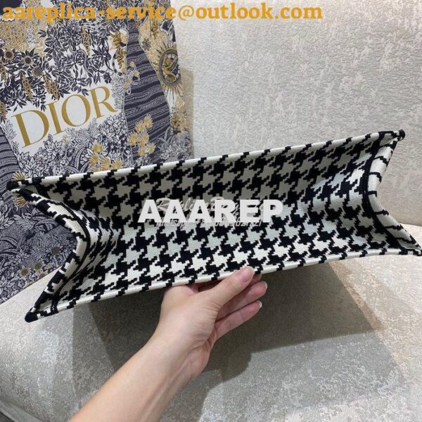 Replica Dior Book Tote bag in Black Houndstooth Embroidery 10