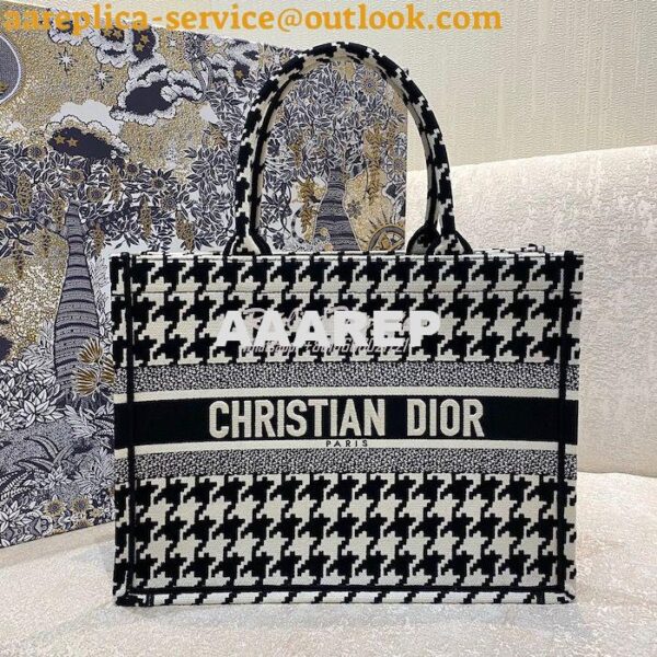 Replica Dior Book Tote bag in Black Houndstooth Embroidery 13