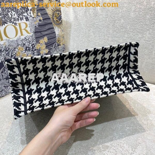 Replica Dior Book Tote bag in Black Houndstooth Embroidery 17