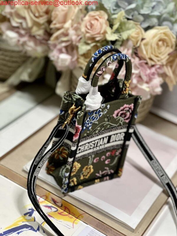 Replica Dior S5555 Mini Dior Book Tote Phone Bag Green multicolor embroidery S1100 3