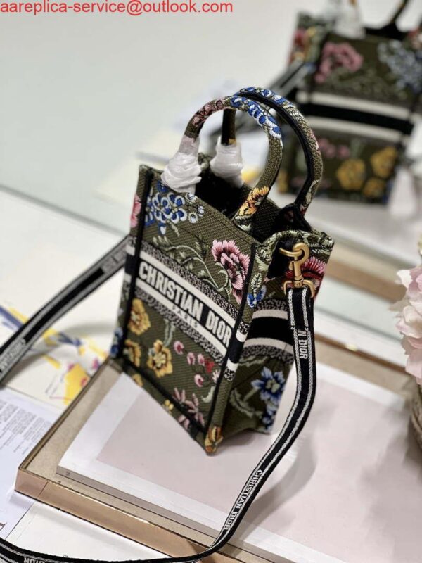 Replica Dior S5555 Mini Dior Book Tote Phone Bag Green multicolor embroidery S1100 4