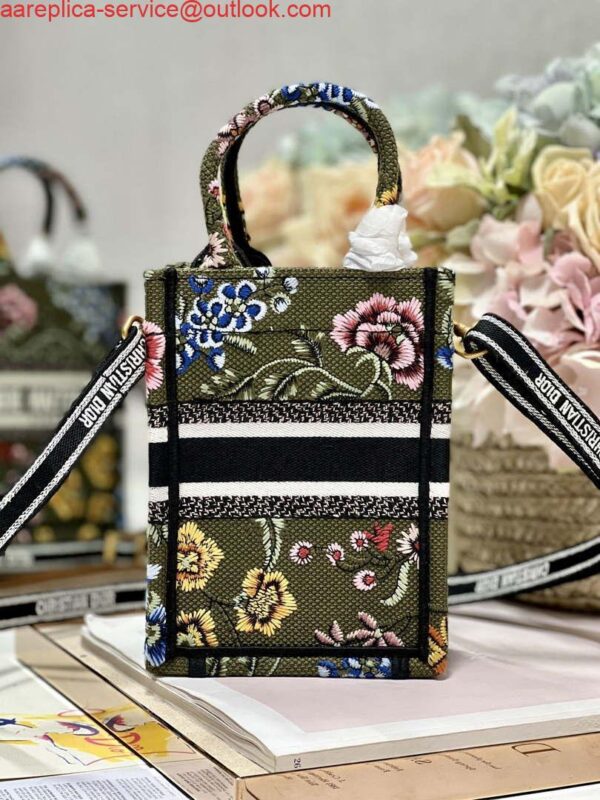 Replica Dior S5555 Mini Dior Book Tote Phone Bag Green multicolor embroidery S1100 6