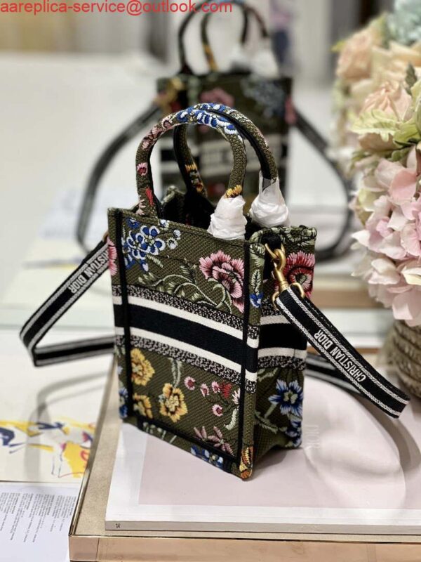 Replica Dior S5555 Mini Dior Book Tote Phone Bag Green multicolor embroidery S1100 7