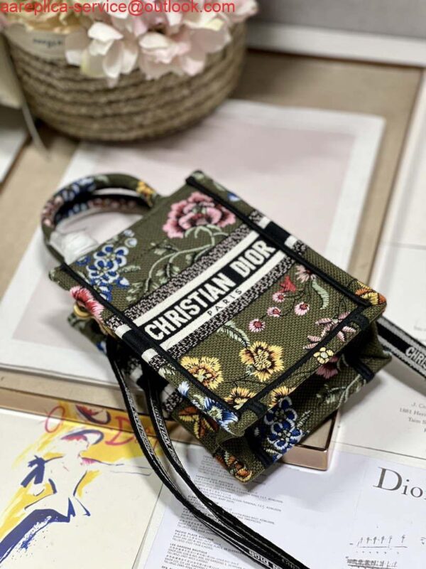 Replica Dior S5555 Mini Dior Book Tote Phone Bag Green multicolor embroidery S1100 8