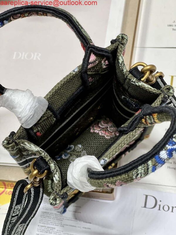 Replica Dior S5555 Mini Dior Book Tote Phone Bag Green multicolor embroidery S1100 9