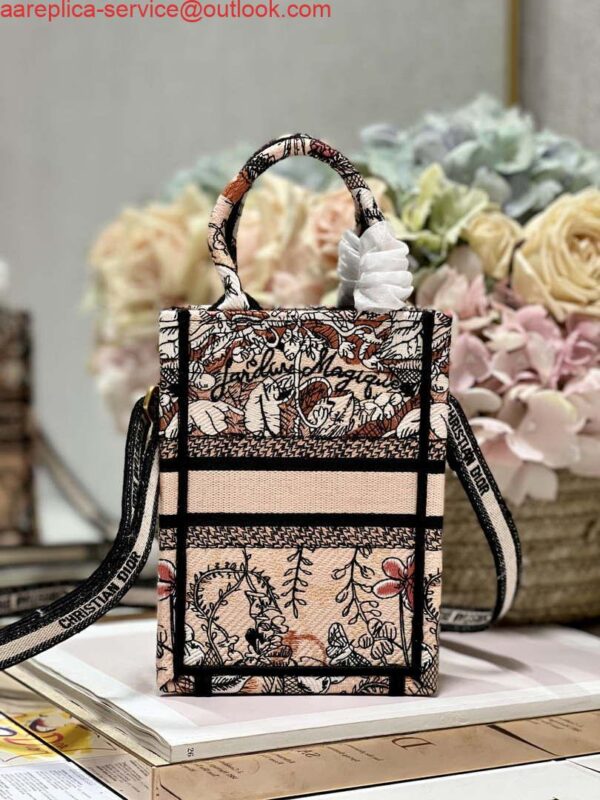 Replica Dior S5555 Mini Dior Book Tote Phone Bag Nude multicolor embroidery S1104 4