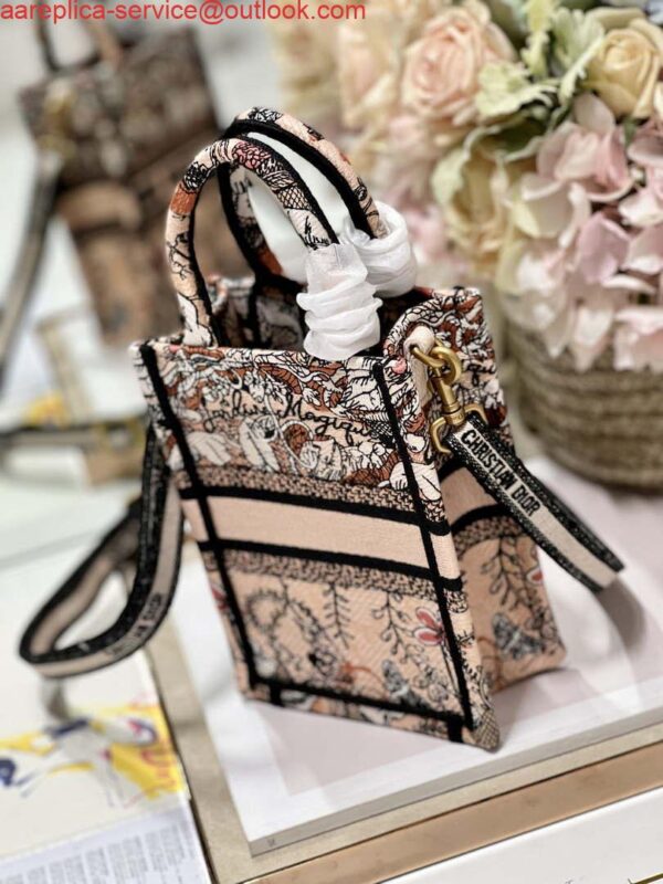 Replica Dior S5555 Mini Dior Book Tote Phone Bag Nude multicolor embroidery S1104 5