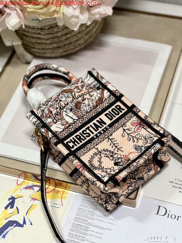 Replica Dior S5555 Mini Dior Book Tote Phone Bag Nude multicolor embroidery S1104 6