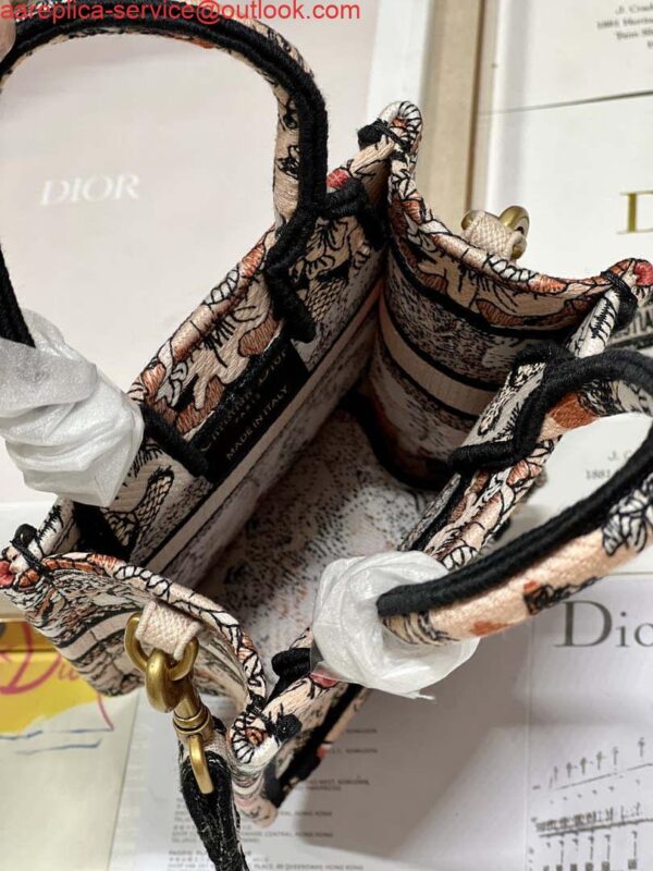 Replica Dior S5555 Mini Dior Book Tote Phone Bag Nude multicolor embroidery S1104 7
