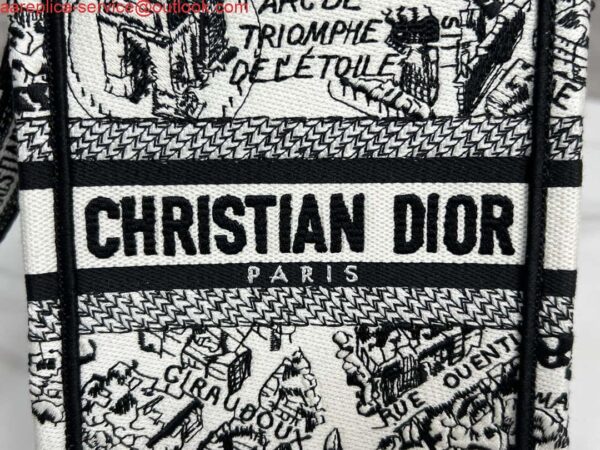 Replica Dior S5555 Mini Dior Book Tote Phone Bag White and Black Eembroidery S1108 3