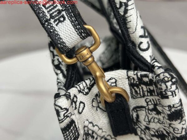 Replica Dior S5555 Mini Dior Book Tote Phone Bag White and Black Eembroidery S1108 4