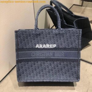 Replica Dior Book Tote Bag In Blue Denim Oblique Embroidered Canvas