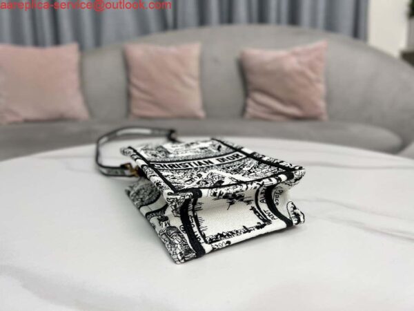Replica Dior S5555 Mini Dior Book Tote Phone Bag White and Black Eembroidery S1108 7
