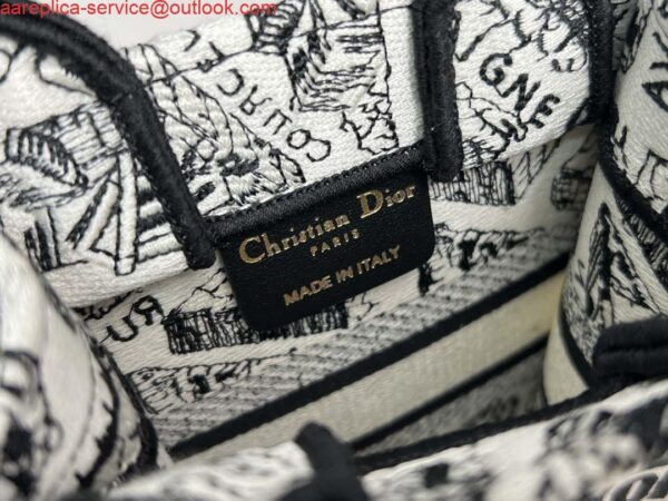 Replica Dior S5555 Mini Dior Book Tote Phone Bag White and Black Eembroidery S1108 8