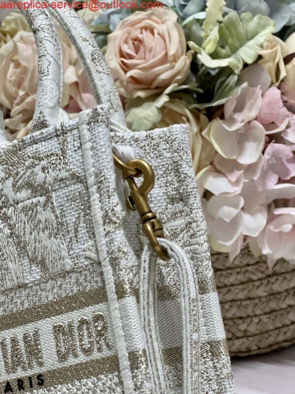 Replica Dior S5555 Mini Dior Book Tote Phone Bag White Eembroidery S1107 3