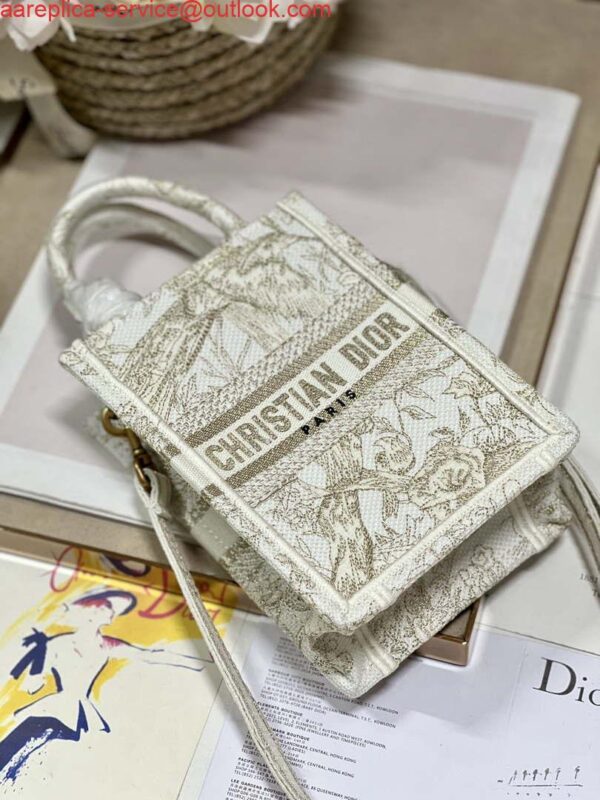 Replica Dior S5555 Mini Dior Book Tote Phone Bag White Eembroidery S1107 6