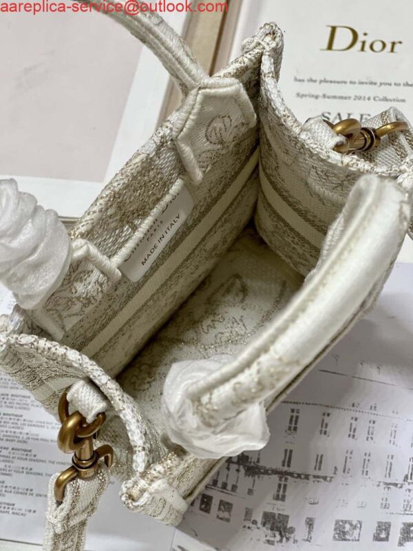 Replica Dior S5555 Mini Dior Book Tote Phone Bag White Eembroidery S1107 7