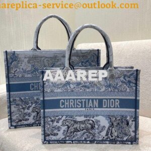 Replica Dior Book Tote bag in Blue Gradient Toile de Jouy Embroidery