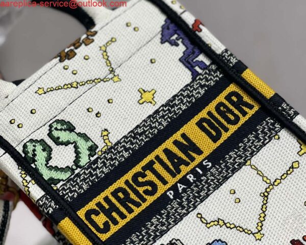 Replica Dior S5555 Mini Dior Book Tote Phone Bag White multicolor Deer embroidery S1105 10