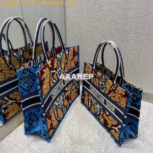 Replica Dior Book Tote bag in Blue Multicolor Dior Paisley Embroidery 2