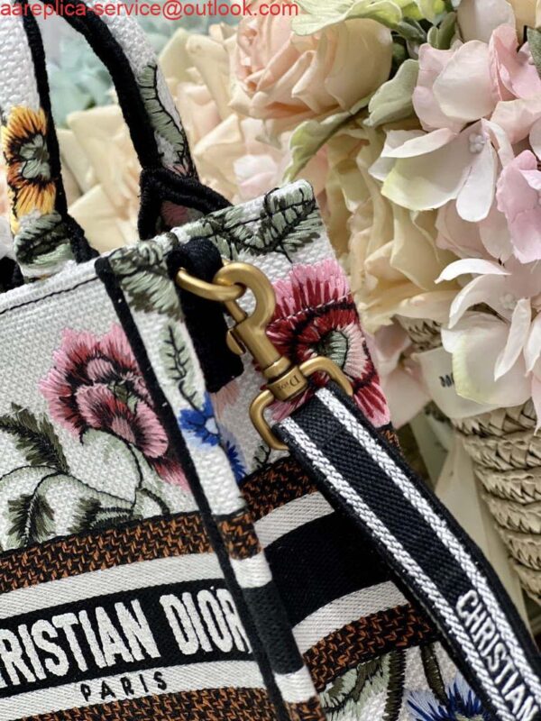 Replica Dior S5555 Mini Dior Book Tote Phone Bag White multicolor embroidery S1101 3