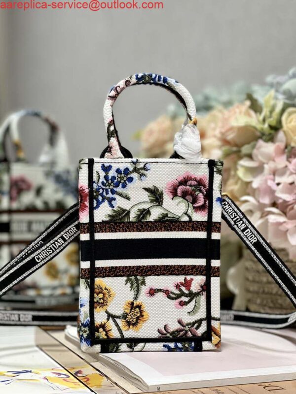 Replica Dior S5555 Mini Dior Book Tote Phone Bag White multicolor embroidery S1101 6