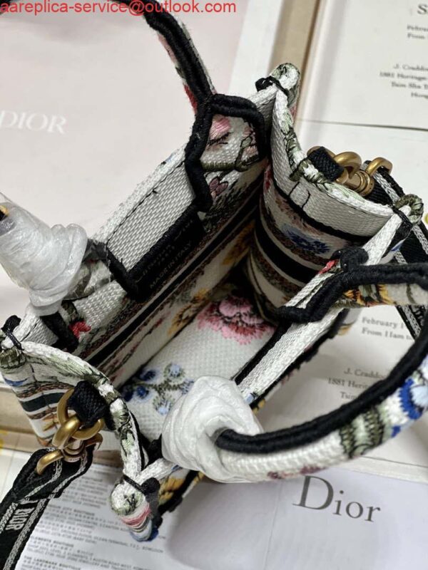 Replica Dior S5555 Mini Dior Book Tote Phone Bag White multicolor embroidery S1101 8