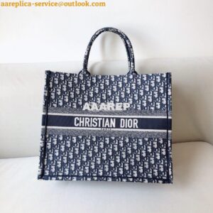 Replica Dior Book Tote bag in Blue Oblique Embroidered Canvas 2