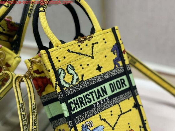 Replica Dior S5555 Mini Dior Book Tote Phone Bag Yellow multicolor Deer embroidery S1106 3