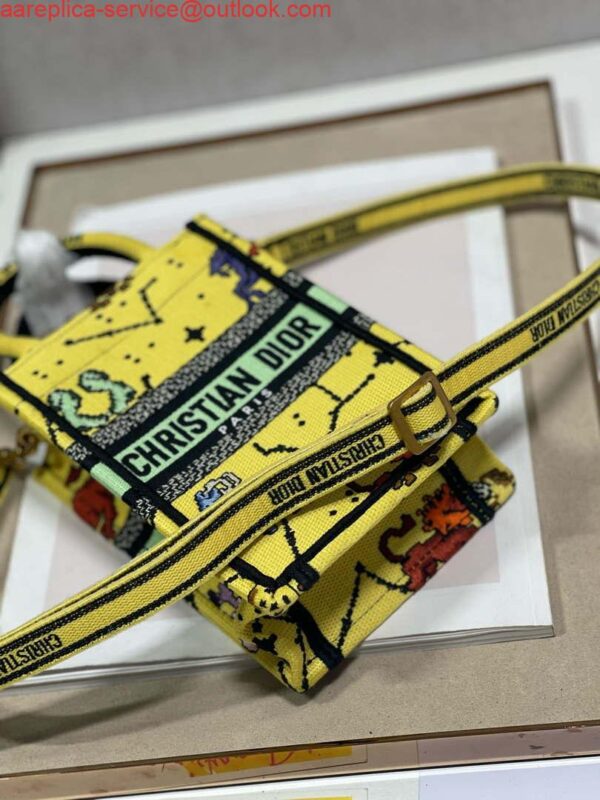 Replica Dior S5555 Mini Dior Book Tote Phone Bag Yellow multicolor Deer embroidery S1106 5
