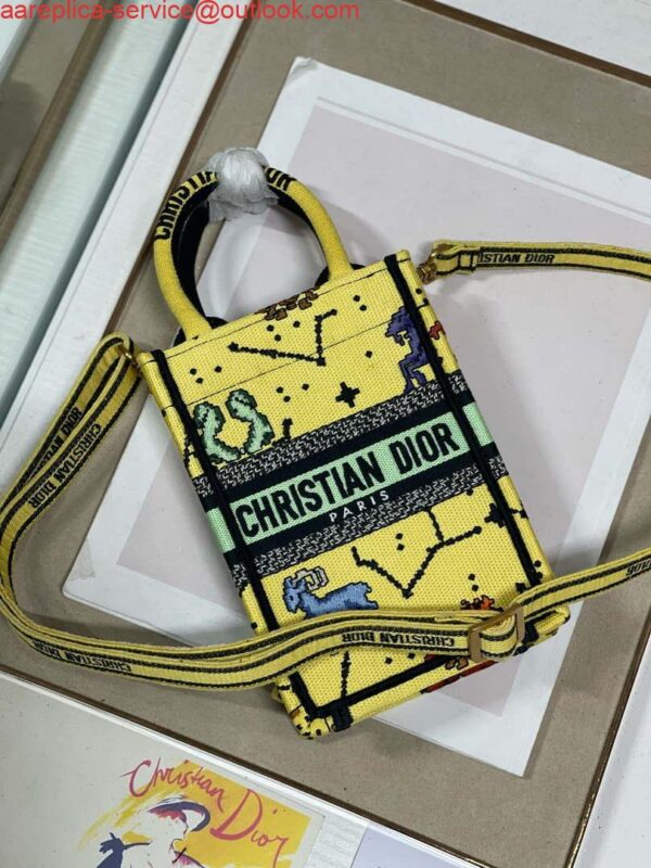 Replica Dior S5555 Mini Dior Book Tote Phone Bag Yellow multicolor Deer embroidery S1106 6